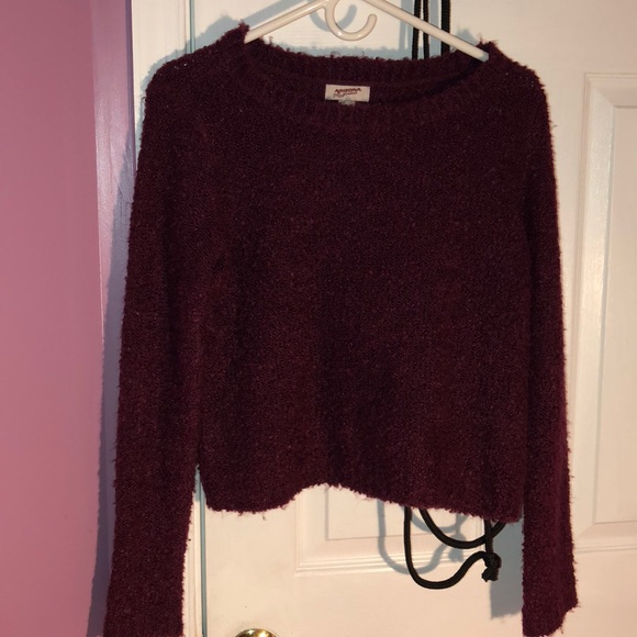 cropped maroon sweater